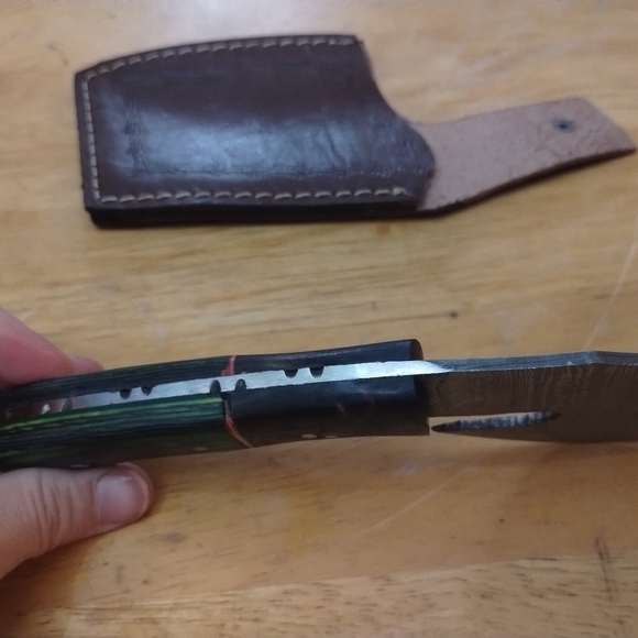 New Damascus steel blade men's hunting tactical survival knife axe mini hatchet - Picture 6 of 9